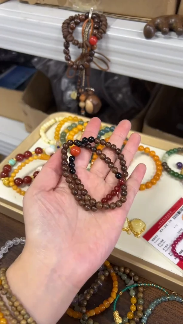 未镶嵌苏木（金丝檀）手串金丝檀木红运当头双圈[0677]