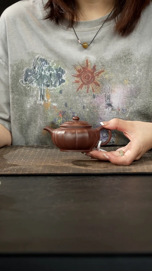 茶壶紫砂老紫泥华彩壶150cc