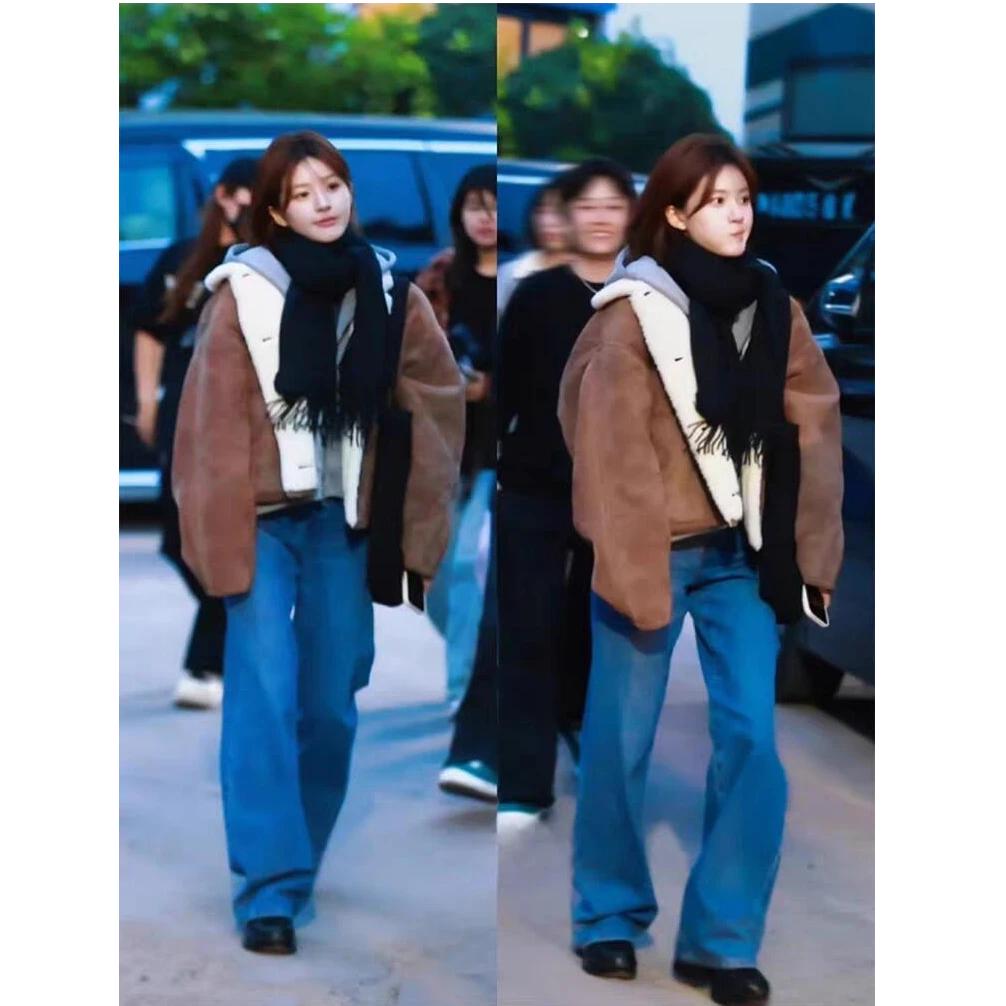 赵露思“许妍 许我耀眼”同款毛毛外套韩版环保仿毛毛外套女W49301