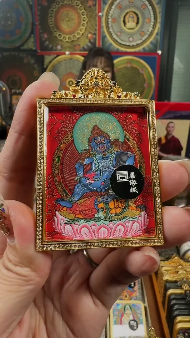 吊坠壹善缘城手绘唐卡黑c双面送防水壳