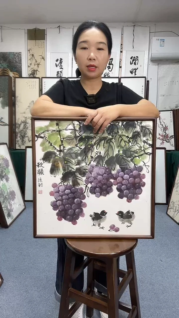 国画52*52实木画框京东包邮手绘