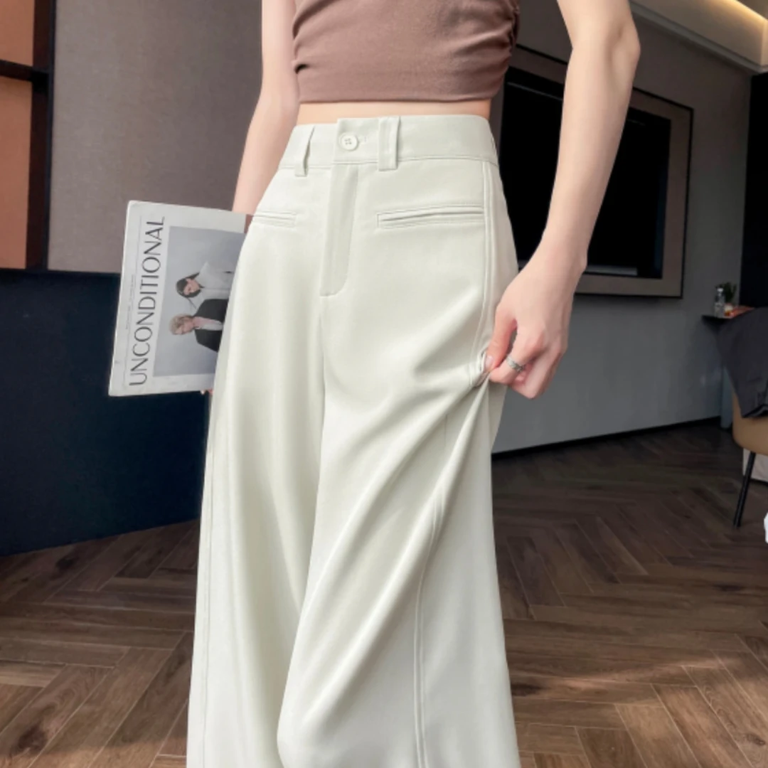 西装阔腿裤女2025初秋高级感弯刀裤直筒拖地阔腿裤