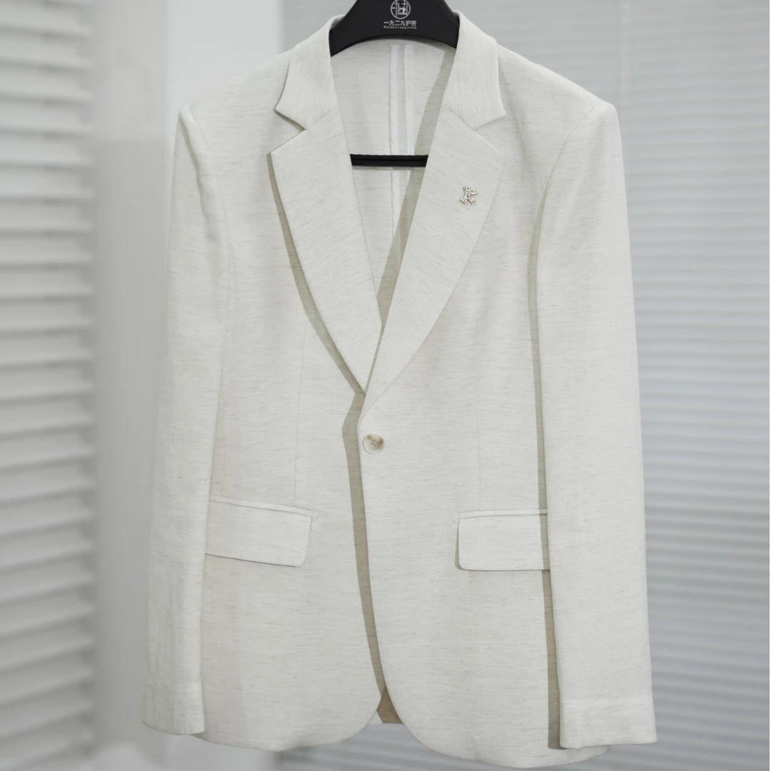 一九二九沪匠夏季薄款透气休闲风烟雾灰通勤西装韩版气质外套女