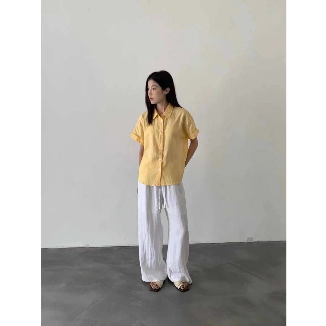 十三行MISSLAN-夏季福秒韩系宽松慵懒防晒苎麻衬衫#36200