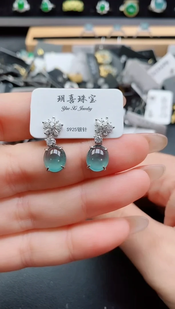 银S925镶嵌戒指翡翠1