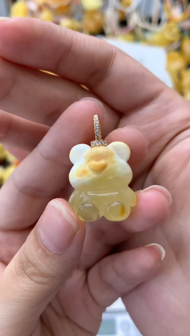 银S925镶嵌琥珀珠宝奇石059琥珀蜜蜡瑕疵品