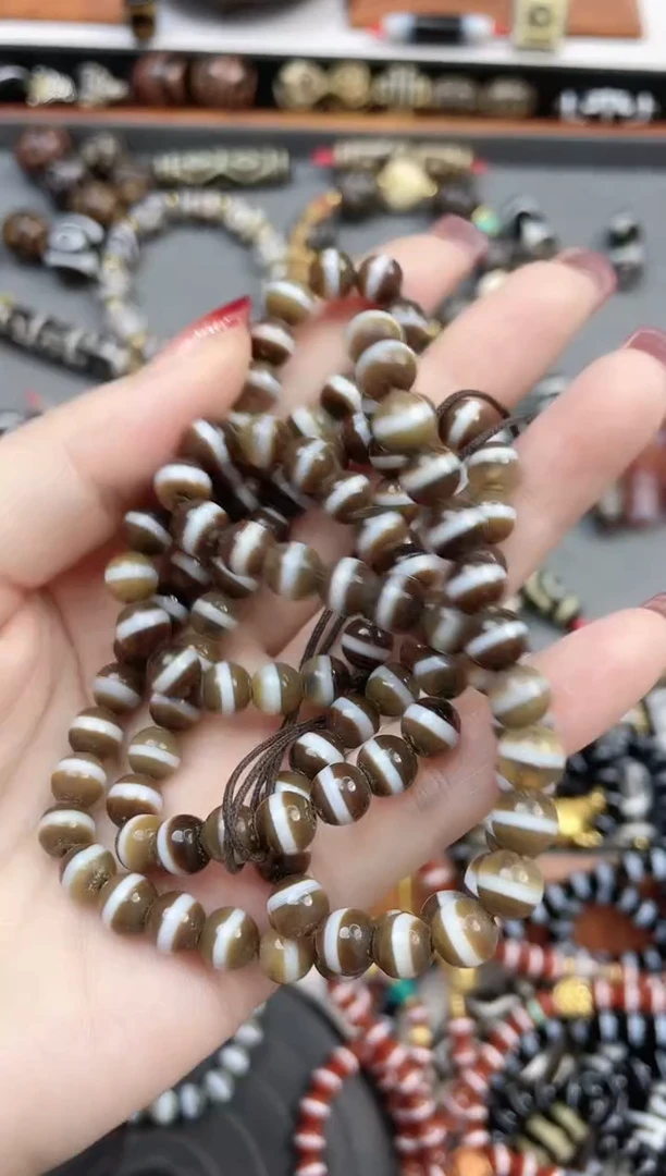 【闪购商品】玛瑙/玉髓珠珠未镶嵌咖色药师项链