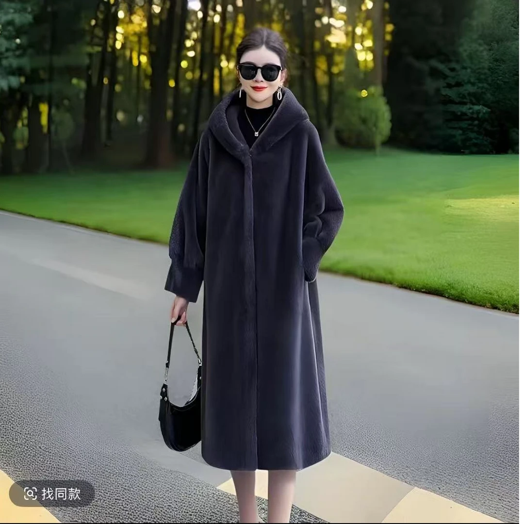 （商场金标反季清）110厘米加长款雪兰貂连帽冬季高端百搭外套