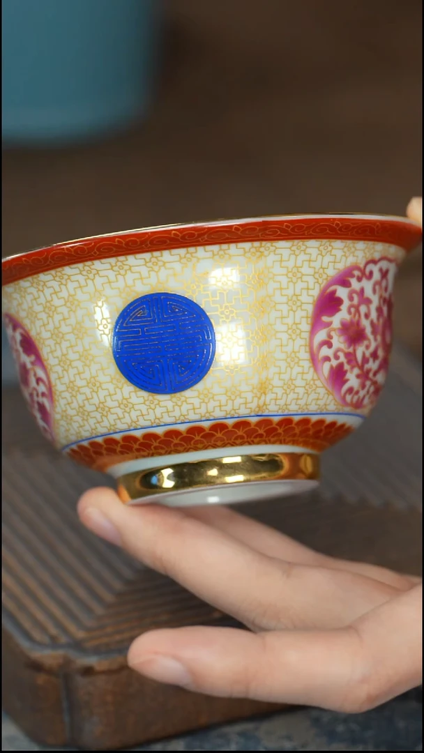 【鎏金双喜碗型杯（叶子）】【蓝12西泠礼盒】