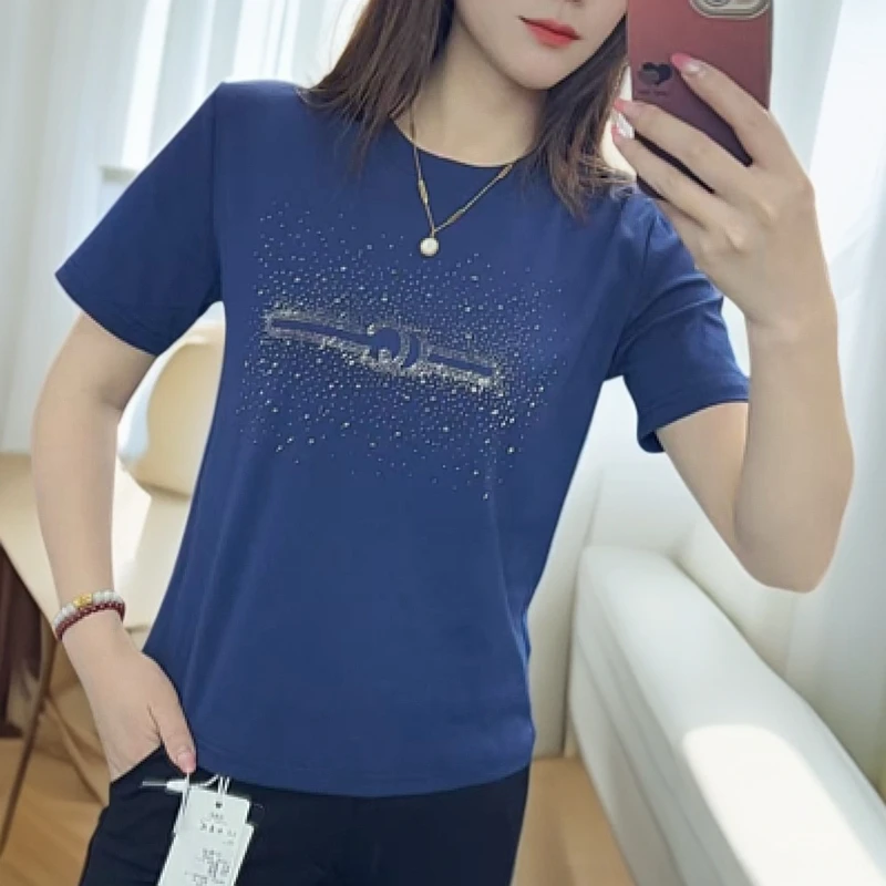 83383#【衣长53】短袖打底衫女百搭2025新款夏季显瘦小衫设计感上衣