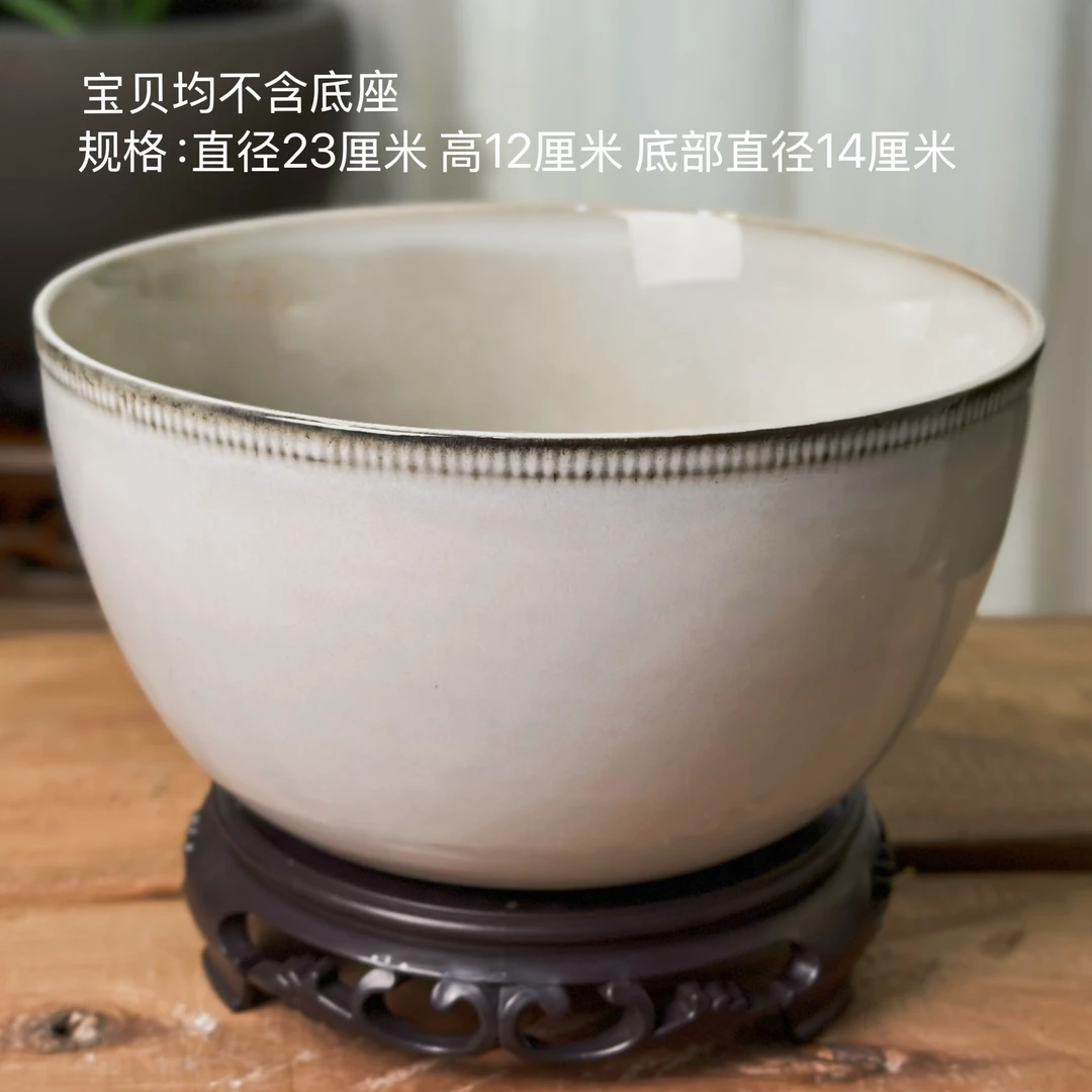 水培花盆无孔盆釉面陶瓷陶瓷陶瓷大号釉面灰白颜色窑变直径23厘米