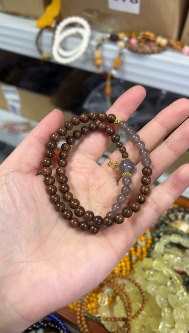 【闪购商品】苏木（金丝檀）手串未镶嵌金丝檀木玛瑙设计款双圈[0808]