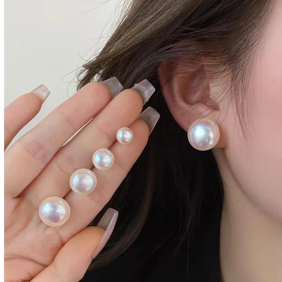 铜合金耳饰 人鱼姬馒头耳钉女小众设计高级感气质耳环耳饰