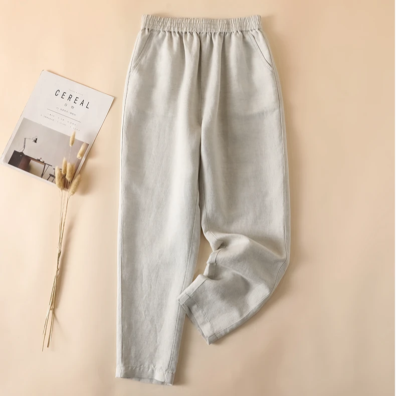 2025夏季新款薄款哈伦裤女萝卜裤子妈妈高腰垂感宽松裤网红款休闲
