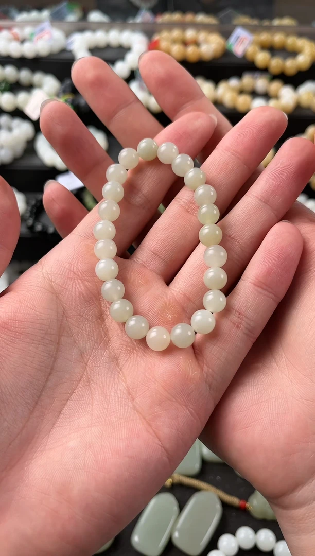 【闪购商品】和田玉手串未镶嵌且末青白手串卡10微色差