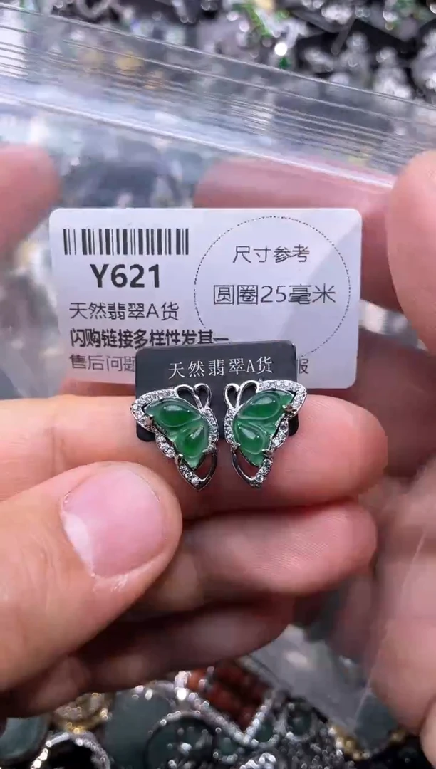 【闪购商品】翡翠颈饰未镶嵌Y621耳钉
