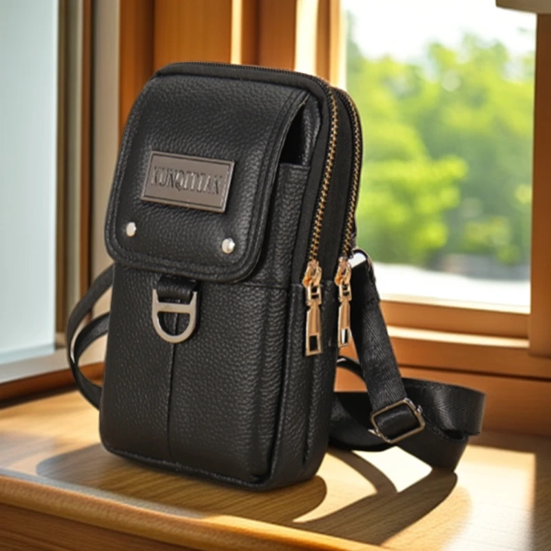 手机袋卡位镶嵌竖式男士手机包男款携带方便皮带手机套腰包小挎包