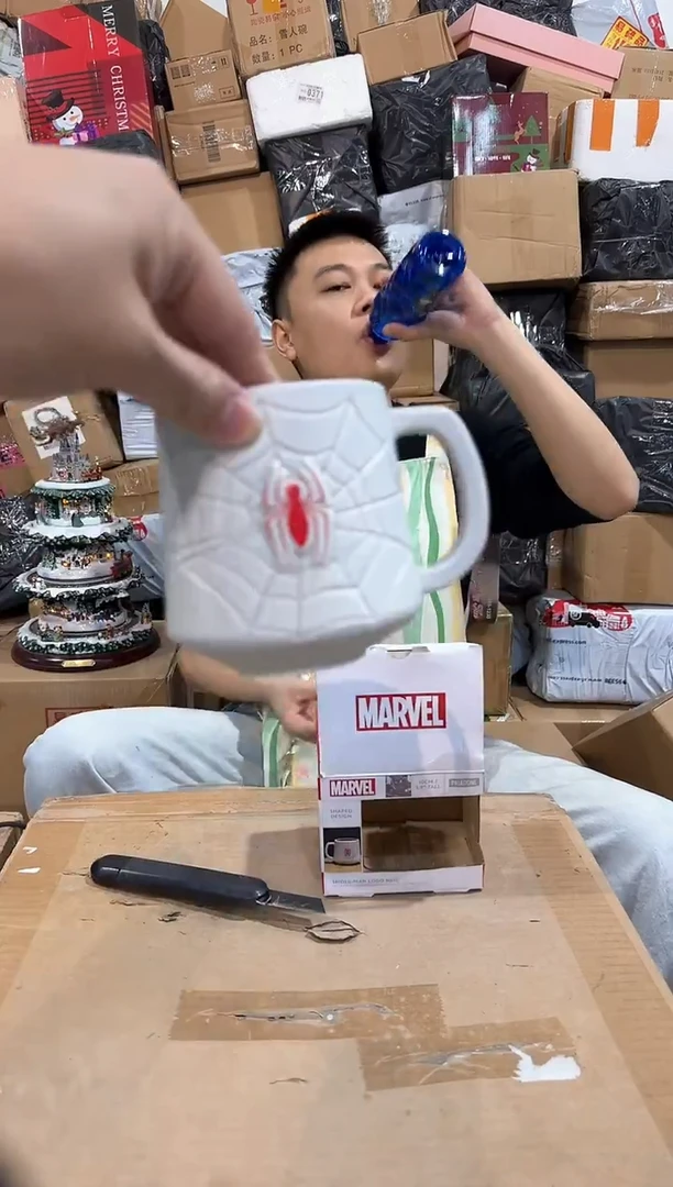 瓷片原盒白色蜘蛛侠水杯