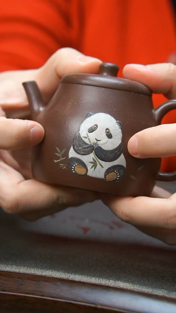 【闪购商品】紫砂茶壶紫泥熊猫壶微瑕