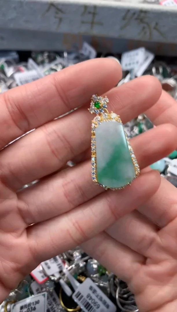 银S925镶嵌戒指翡翠6                              9