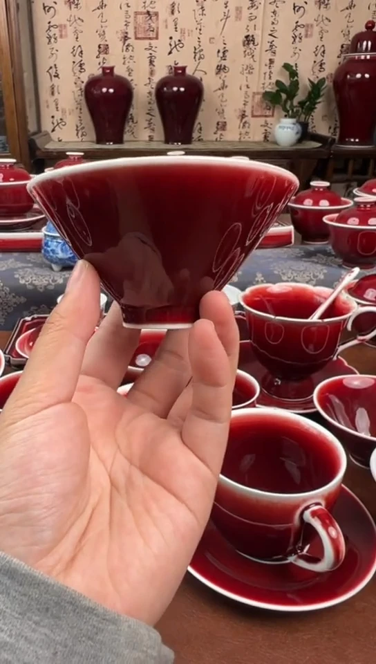 景德镇郎红主人杯-碗-盘-