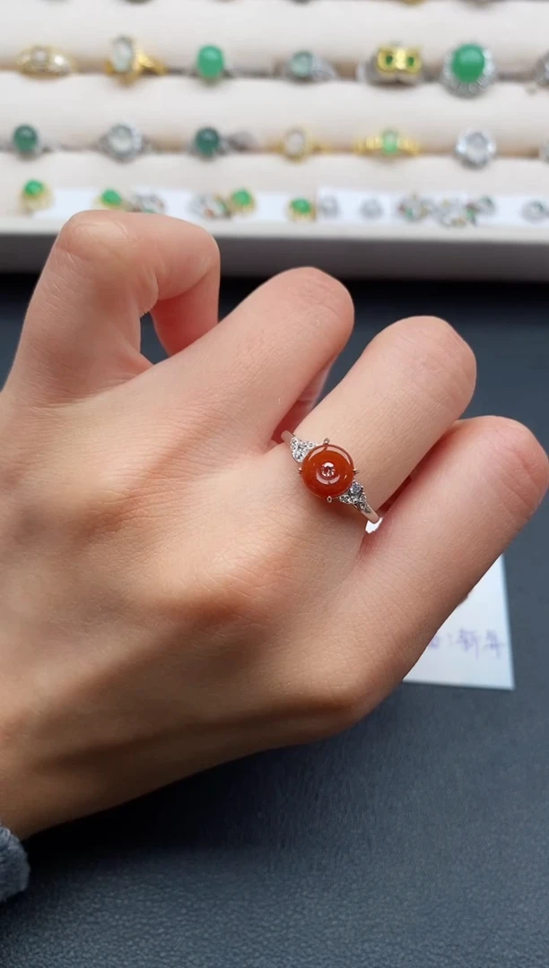 银S925镶嵌戒指翡翠5555555+10