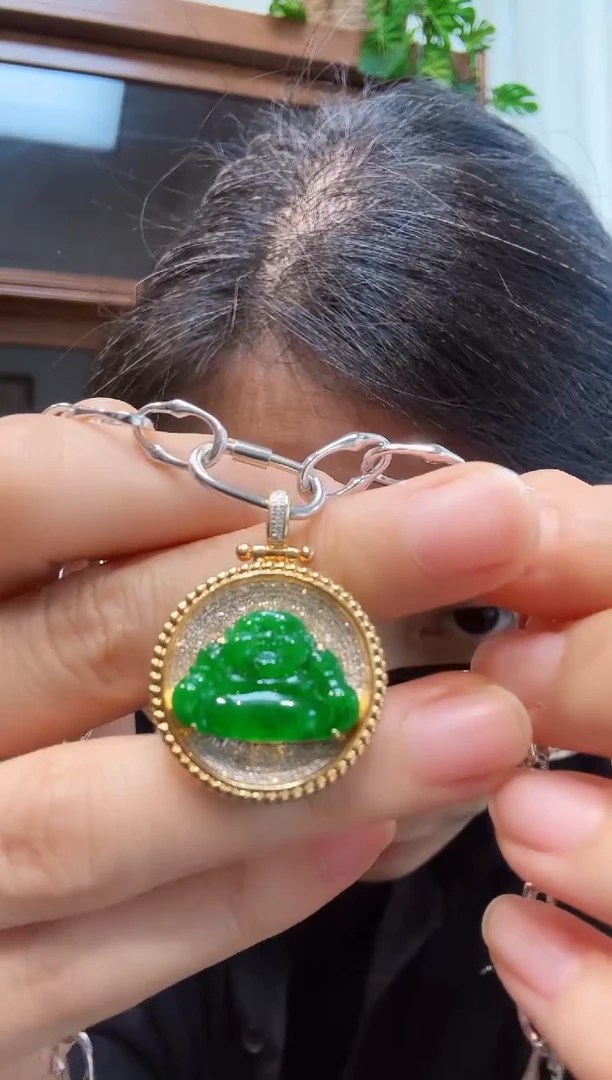 吊坠(不含链)18K金镶嵌翡翠00013800
