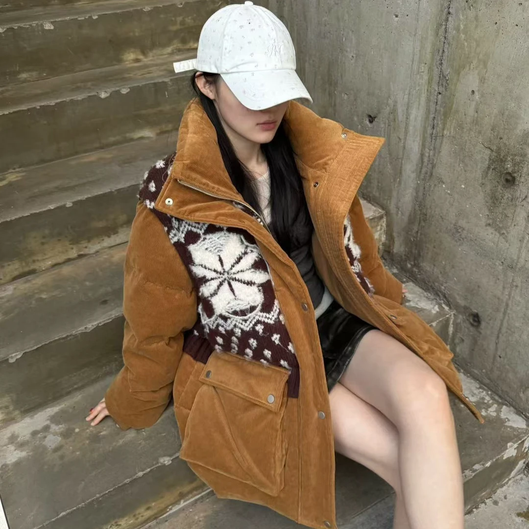 FORDARE   费尔岛针织拼接保暖羽绒服4199