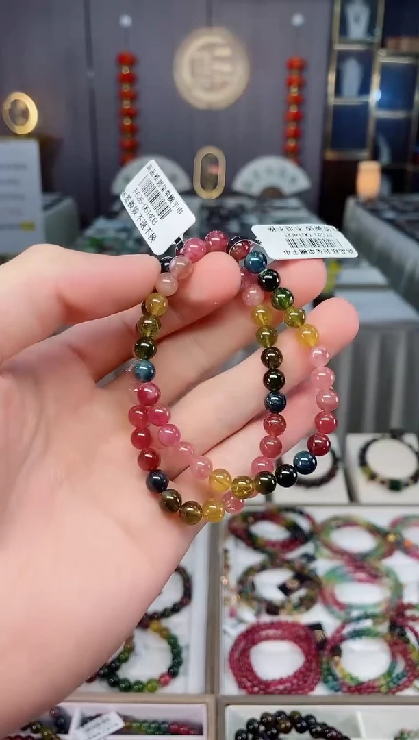 未镶嵌透体老矿碧玺单圈手串6mm+碧玺xion多样性发货一条