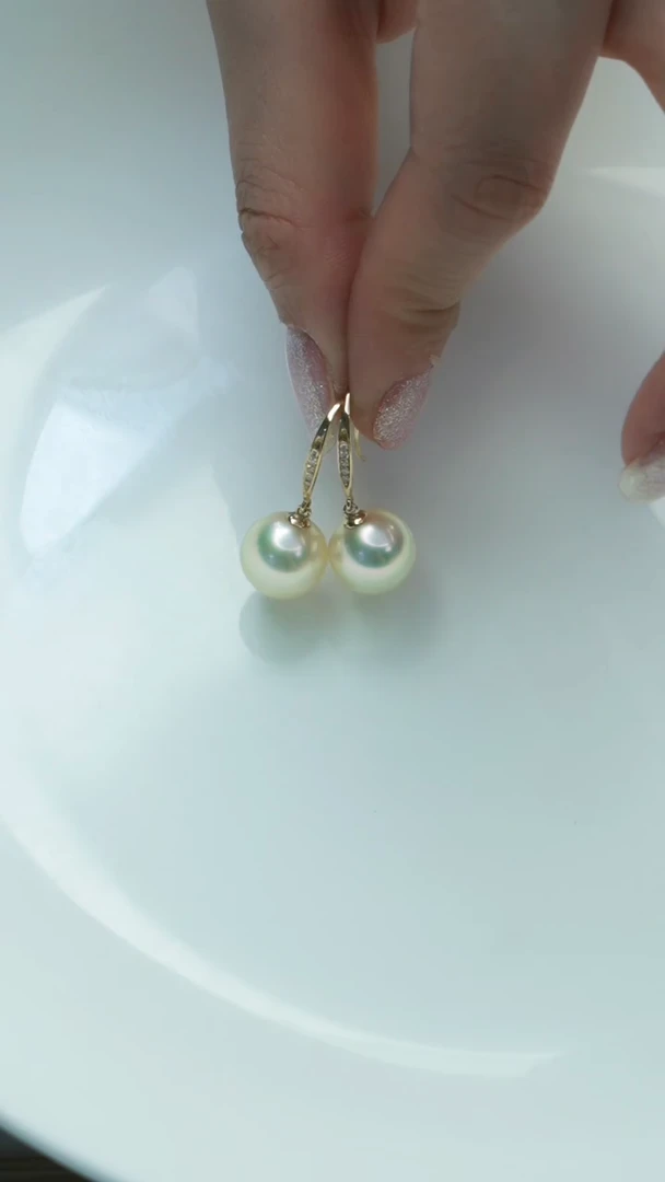 【闪购商品】海水珍珠耳饰18K金镶嵌南洋金珠耳钩