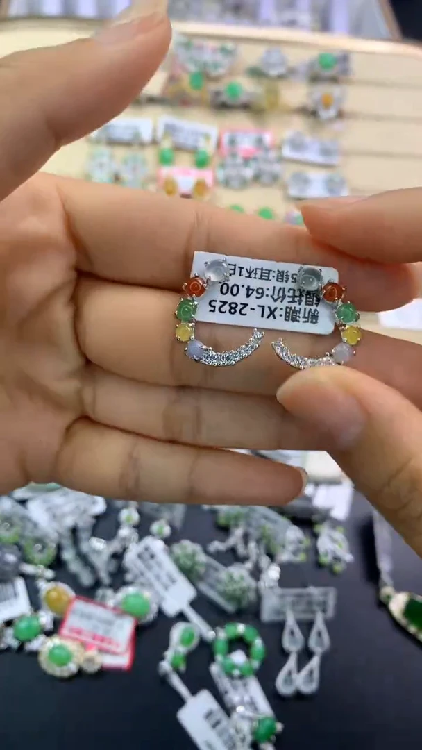 翡翠戒指银S925镶嵌翡翠 蛋面 银S925镶嵌