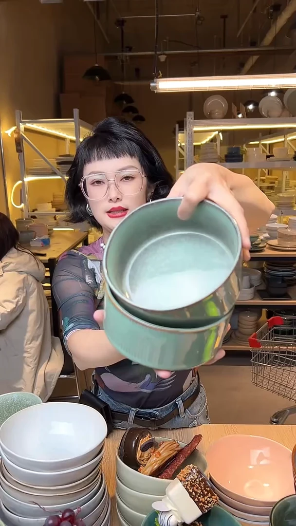 瓷130外贸尾货高温釉下彩陶瓷餐具默认微瑕