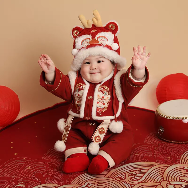 万事兴隆加绒款男女同款冬款拜年服（红色都会有晕色，介意勿拍）