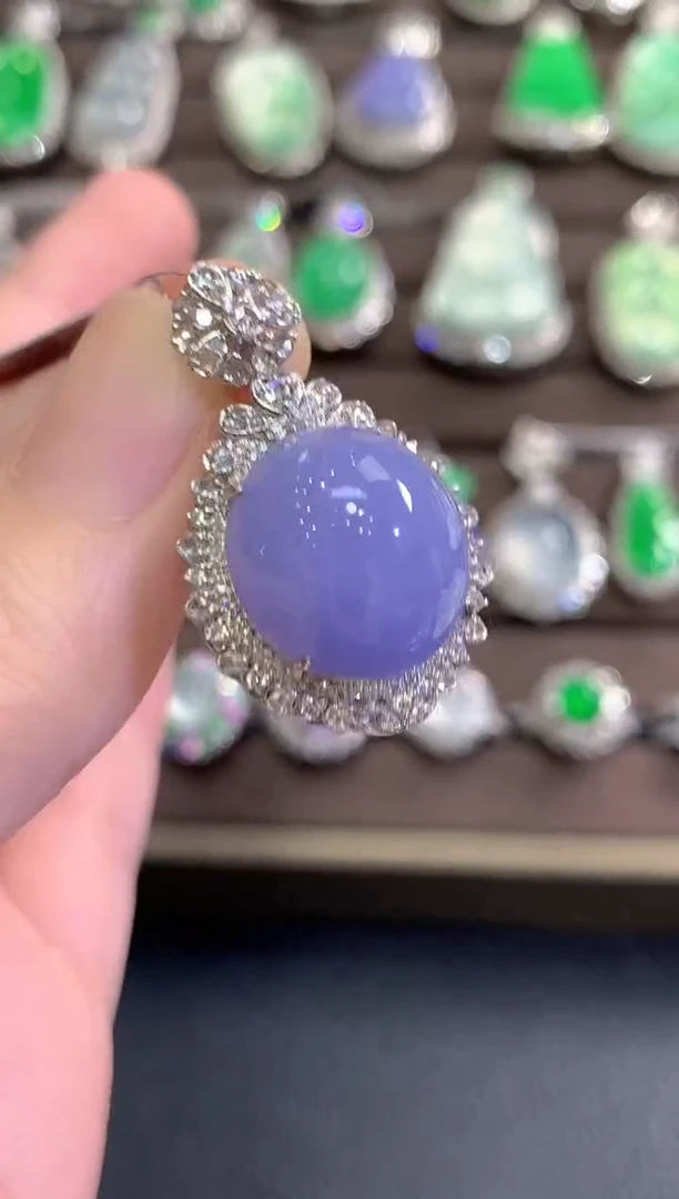 吊坠(不含链)18K金镶嵌翡翠秋日珠宝W98紫货有色差