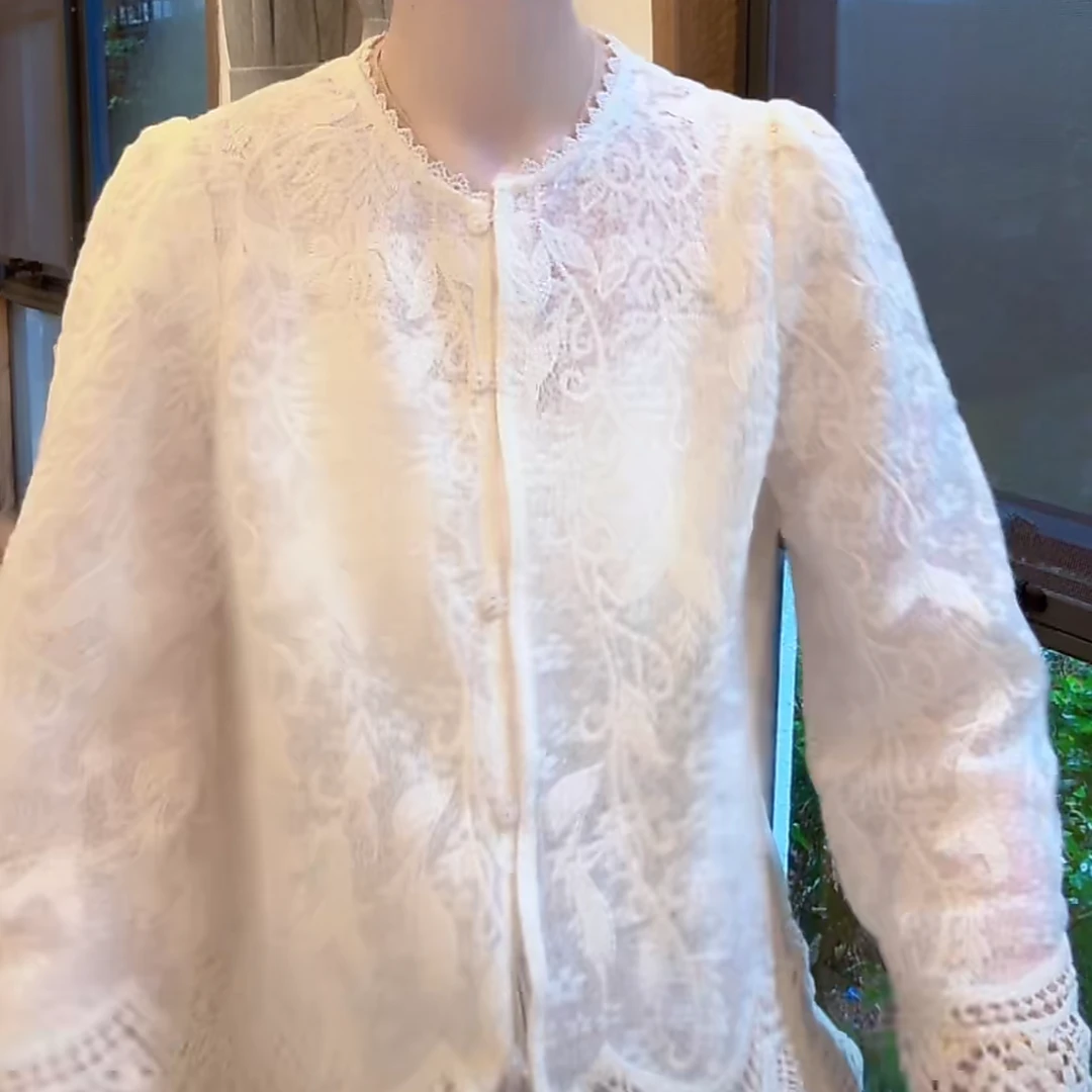 重工气质蕾丝衬衫2025新款春季轻奢气质设计感衬衣长袖精致上衣