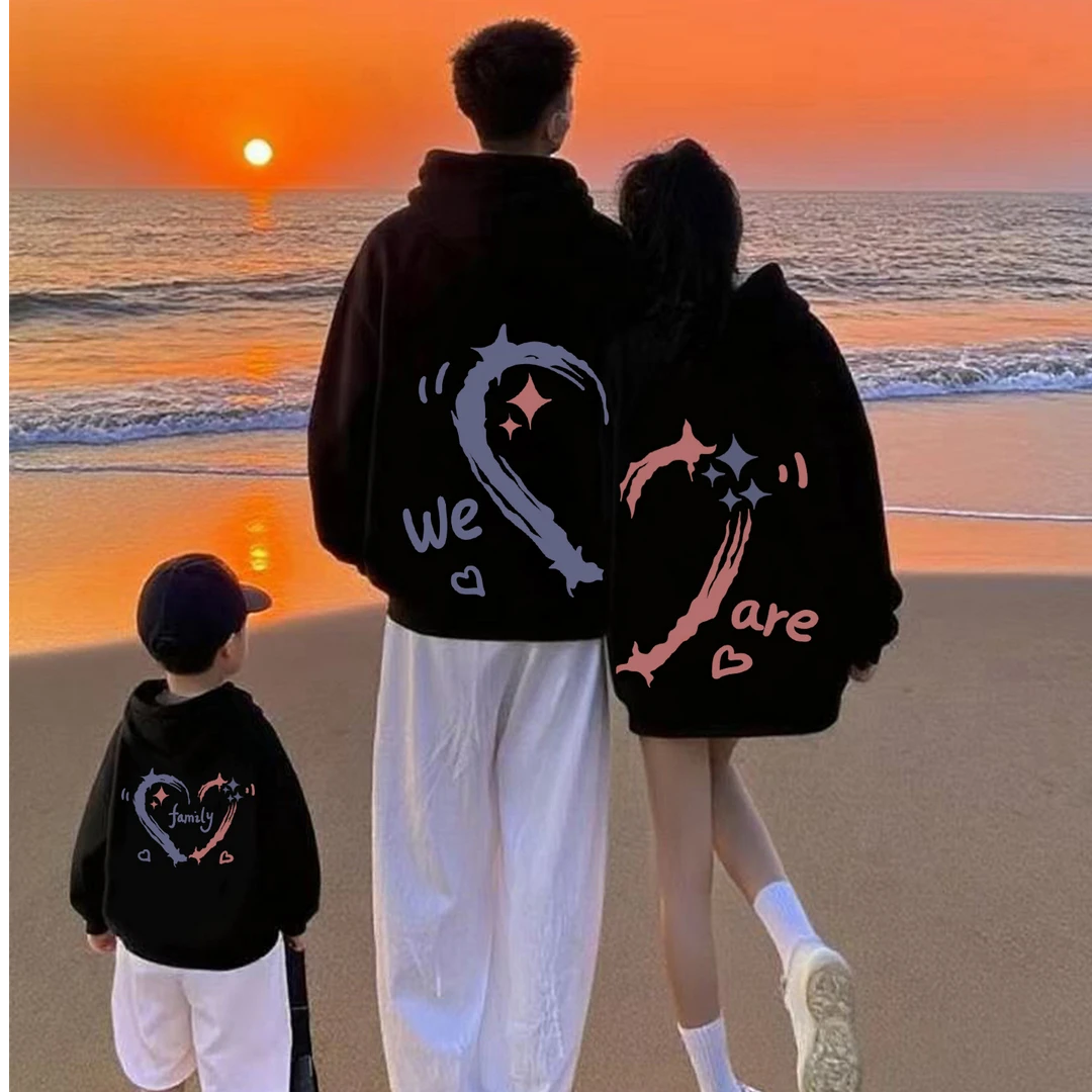 2025网红炸街款一家三四口高端亲子装连帽长袖卫衣母女子上衣班服