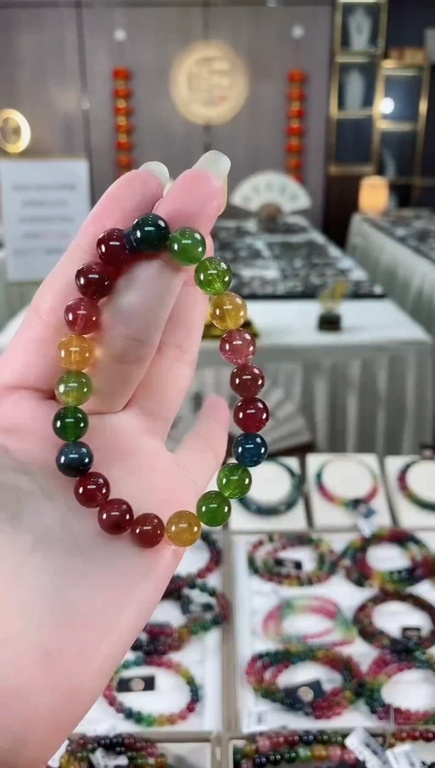 单圈手串9mm+未镶嵌碧玺多样性发货一条