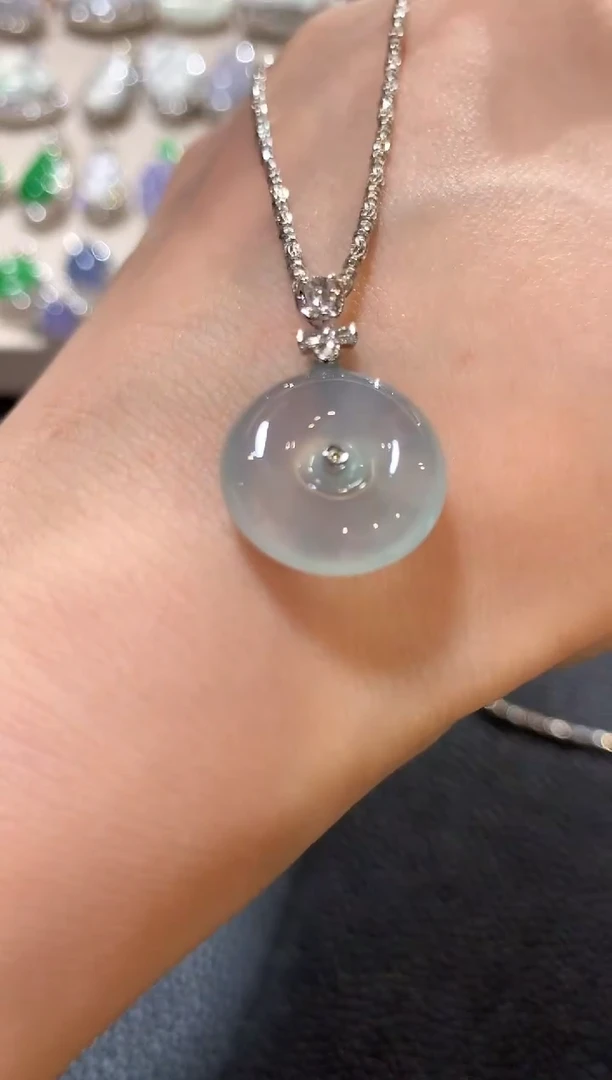 吊坠(不含链)18K金镶嵌翡翠n34