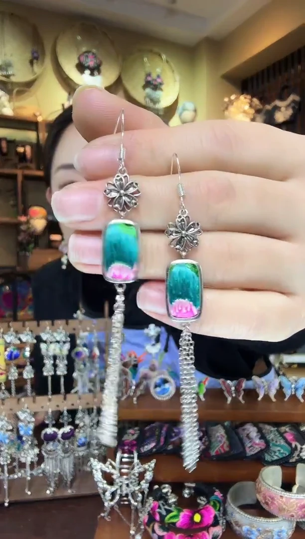 刺绣非遗刺绣民族风耳环