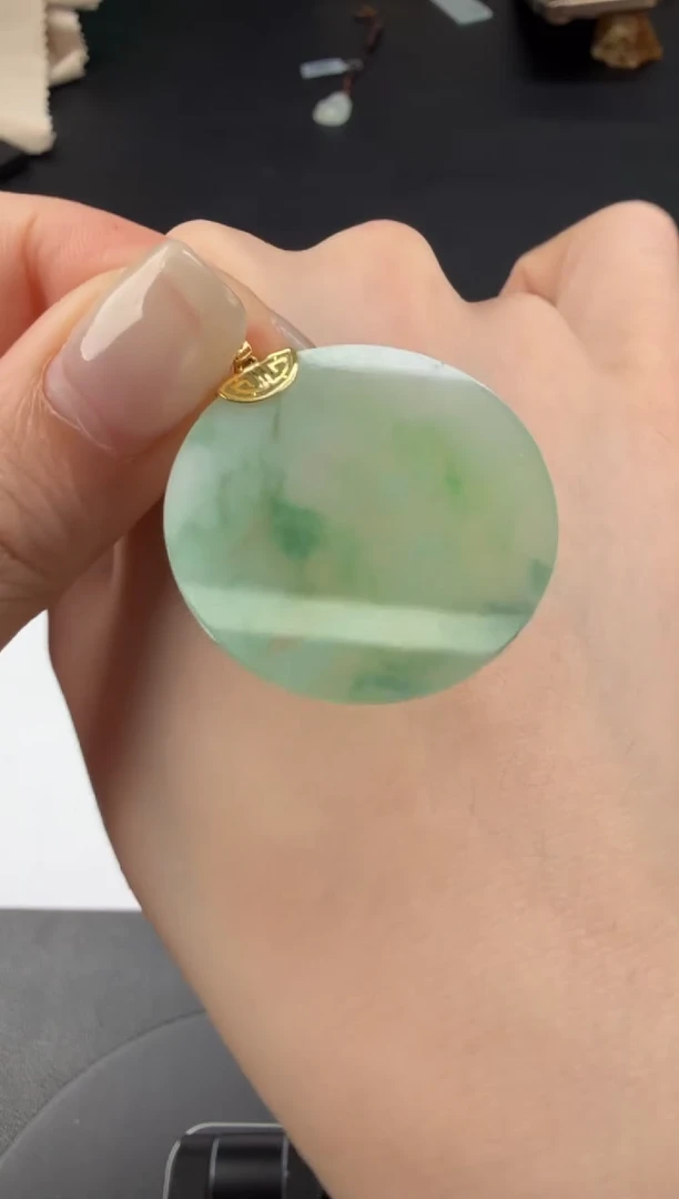 吊坠(不含链)18K金镶嵌翡翠翡翠饰品-210