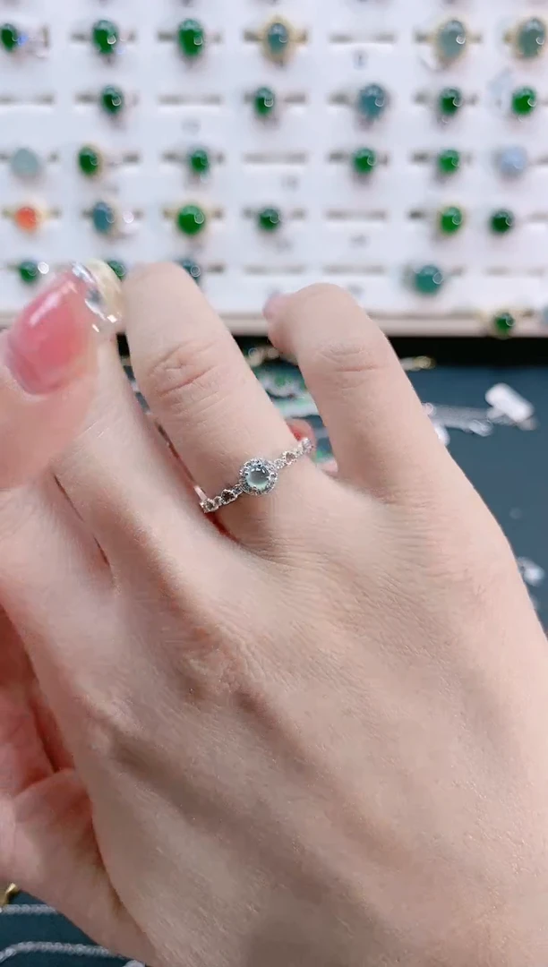 【闪购商品】翡翠戒指银S925镶嵌天然翡翠