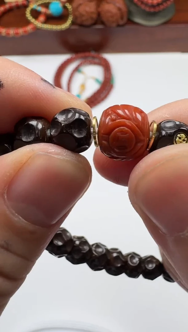 南红玛瑙配饰配饰18K金镶嵌配饰配饰