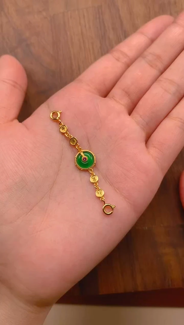 【闪购商品】翡翠吊坠(不含链)银S925镶嵌平安扣延长链