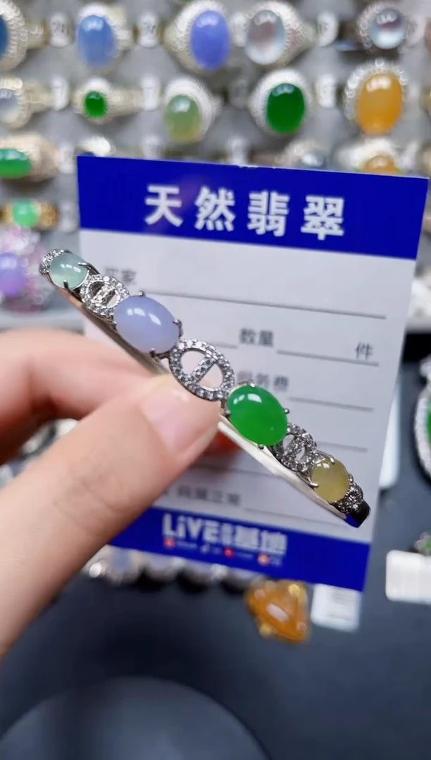 银S925镶嵌手镯翡翠158