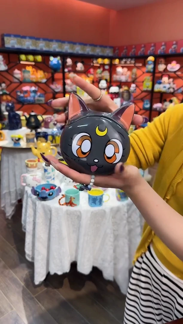 瓷片@@露娜猫陶瓷带盖水杯