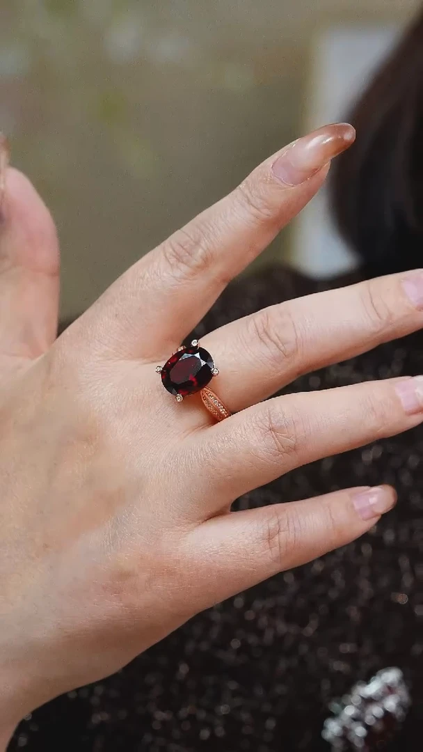 【闪购商品】石榴石戒指银S925镶嵌020   19#