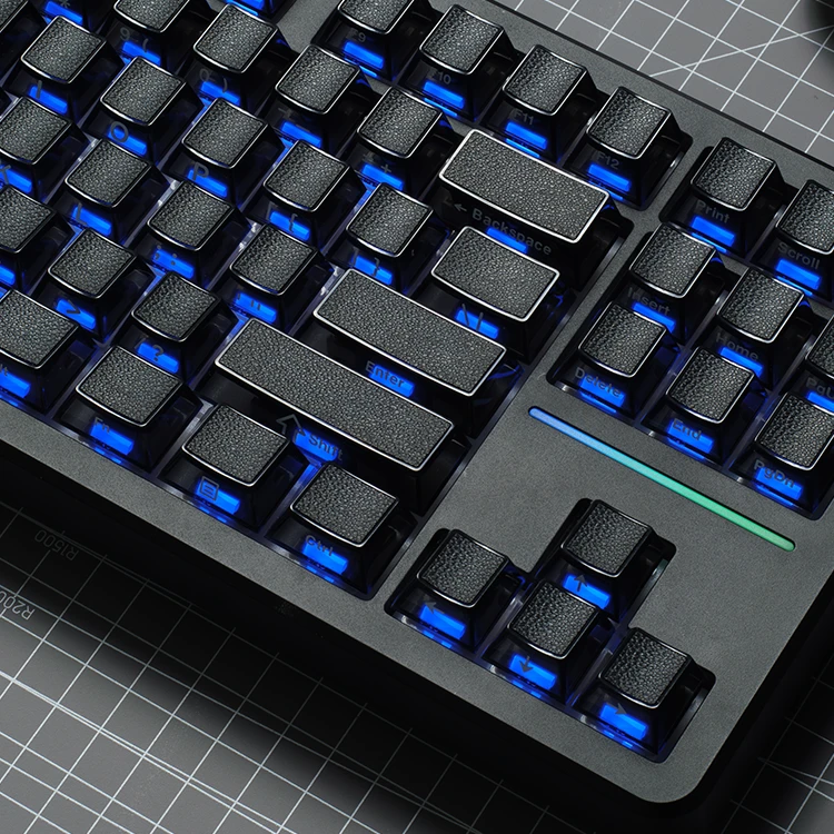 缂纹设计皮革质感防尘透光无线蓝牙电竞键帽适用于游戏办公