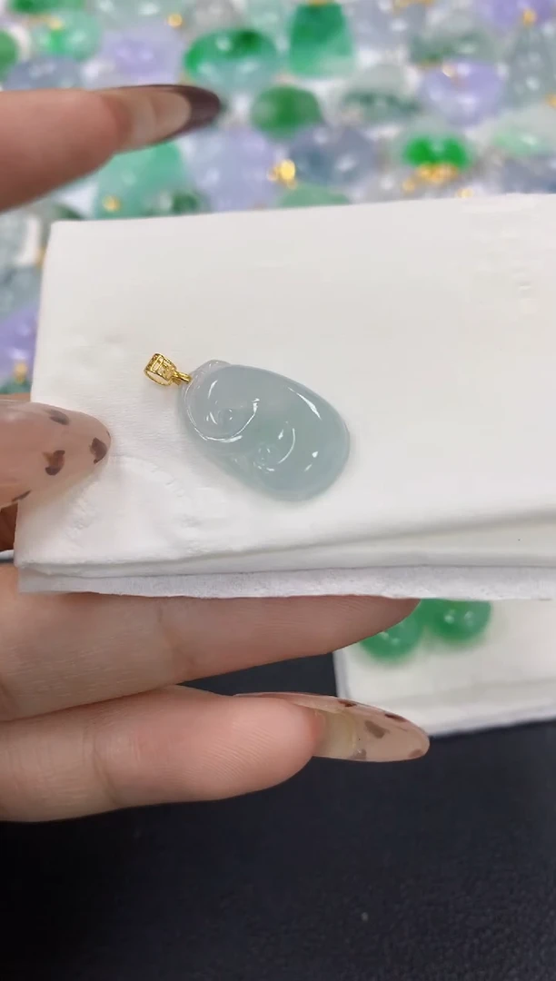 颈饰18K金镶嵌翡翠a货假一赔三支持复检百元上9元证书费自理