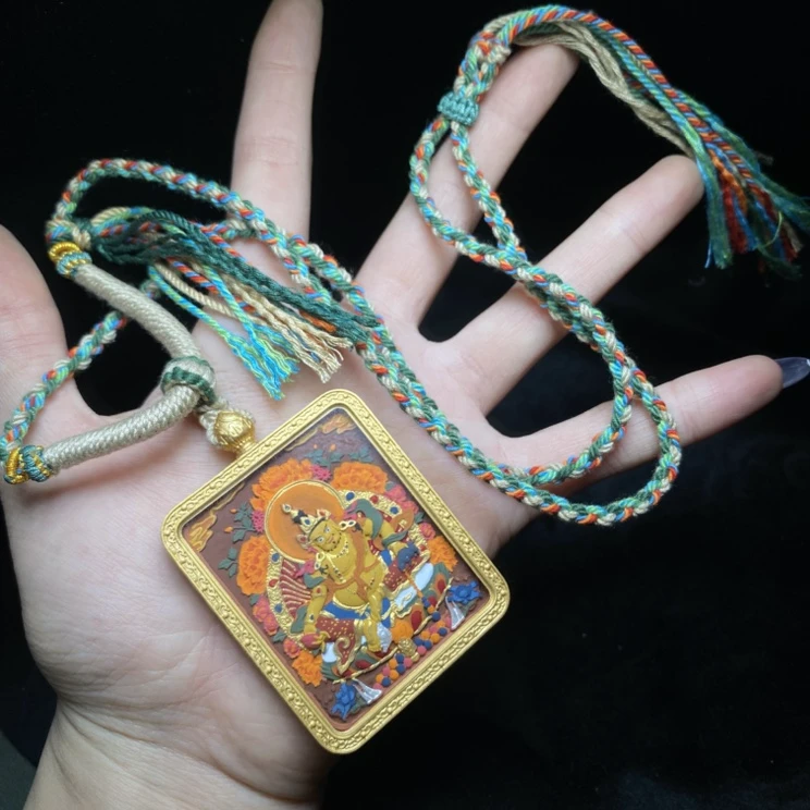 【小宝珠宝】15 T72480-唐卡吊坠（黄财神）-46*56mm