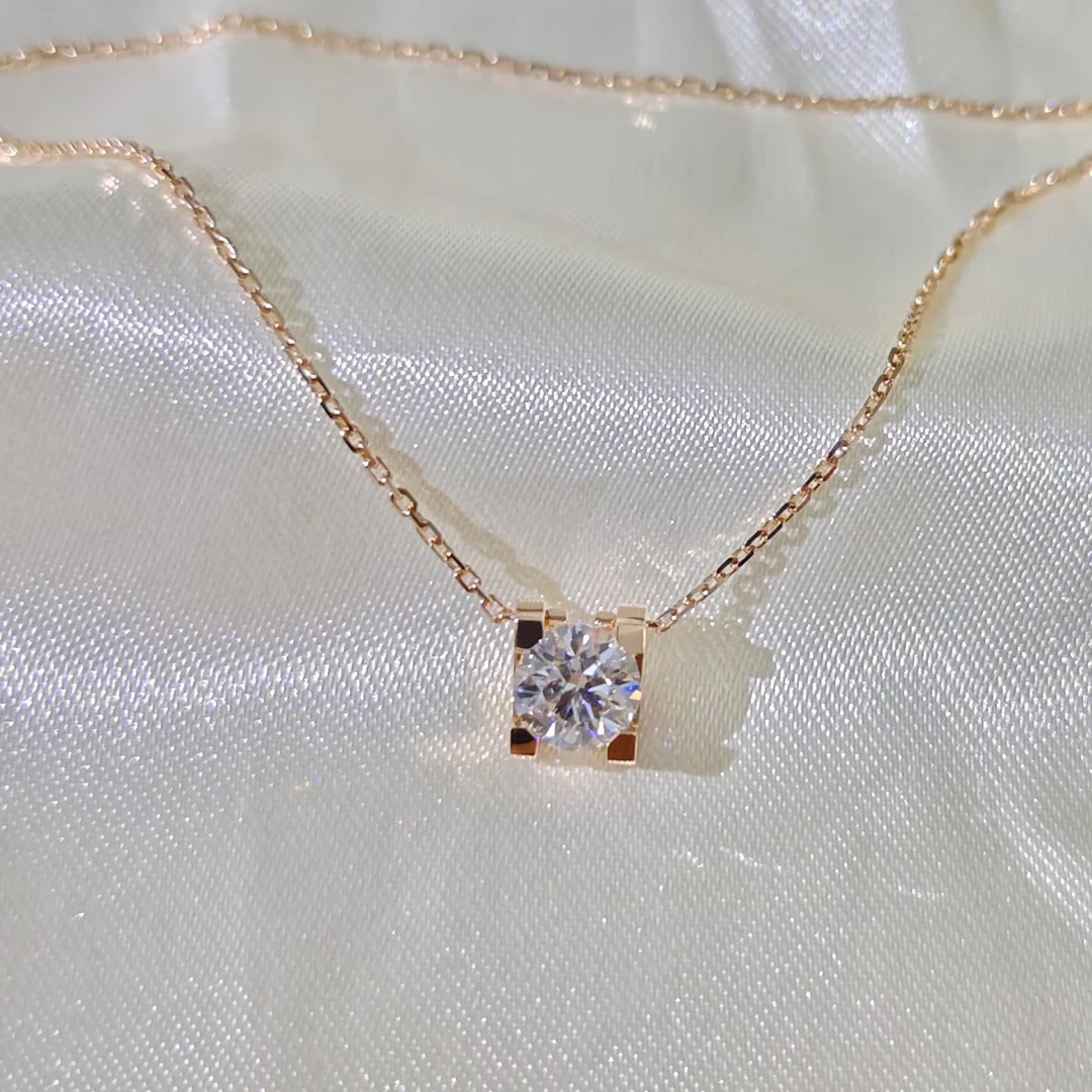 99新 Cartier/卡地亚 小花柳 单钻 牛头项链 56分 18K玫瑰金